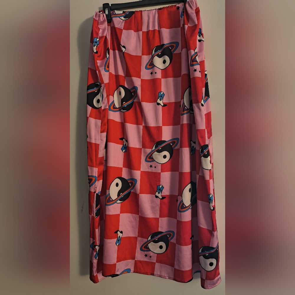 Dressed In LAYLA It Girl Cosmic Check Print Maxi Skirt Size 2XL - Picture 5 of 9